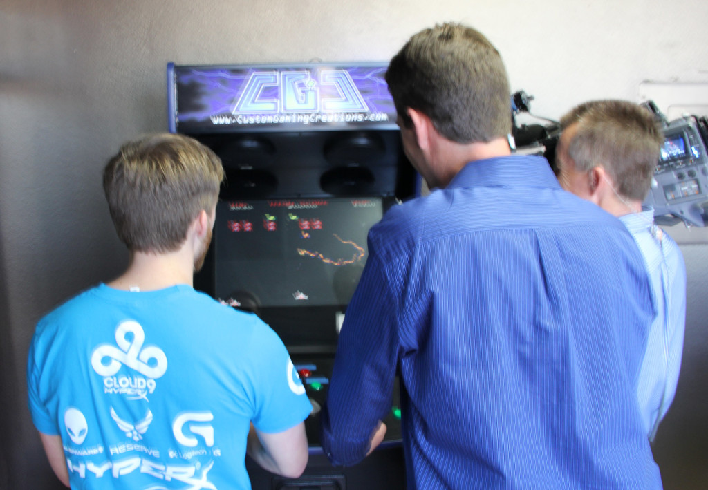 Jordan and Jeff enjoy a heated classic game on our MAME arcade.